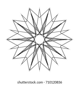 Geometric pattern symbols fractale pentagram astrology stamp label