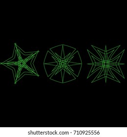 Geometric pattern symbols fractale pentagram astrology stamp label
