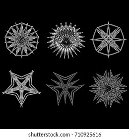 Geometric pattern symbols fractale pentagram astrology stamp label