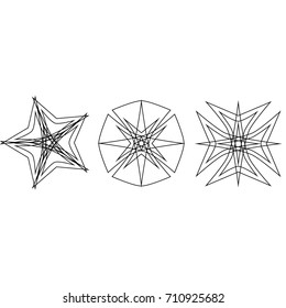 Geometric pattern symbols fractale pentagram astrology stamp label