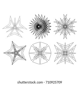 Geometric pattern symbols fractale pentagram astrology stamp label