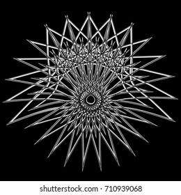 Geometric pattern symbols fractale pentagram astrology stamp label