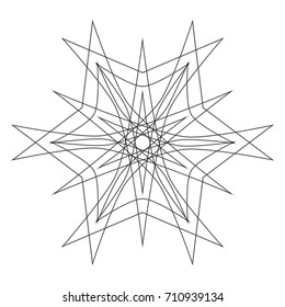 Geometric pattern symbols fractale pentagram astrology stamp label
