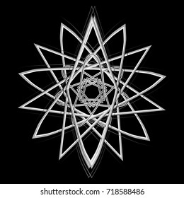 Geometric pattern symbols fractale pentagram astrology stamp label