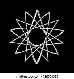 Geometric pattern symbols fractale pentagram astrology stamp label