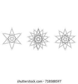 Geometric pattern symbols fractale pentagram astrology stamp label