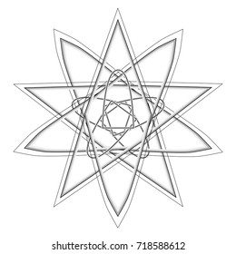 Geometric pattern symbols fractale pentagram astrology stamp label