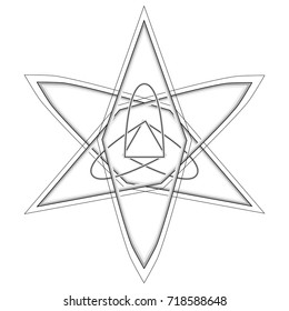 Geometric pattern symbols fractale pentagram astrology stamp label