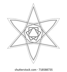 Geometric pattern symbols fractale pentagram astrology stamp label