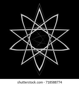 Geometric pattern symbols fractale pentagram astrology stamp label