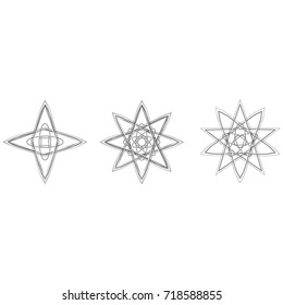 Geometric pattern symbols fractale pentagram astrology stamp label