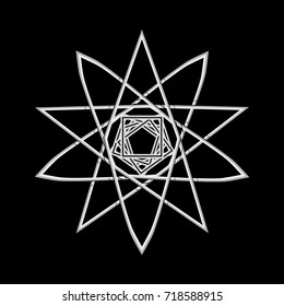 Geometric pattern symbols fractale pentagram astrology stamp label