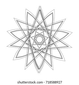 Geometric pattern symbols fractale pentagram astrology stamp label