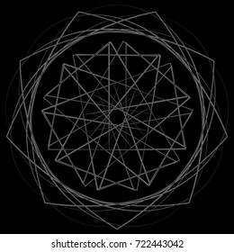 Geometric pattern symbols fractale pentagram astrology stamp label symbol amulet runes