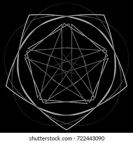 Geometric pattern symbols fractale pentagram astrology stamp label symbol amulet runes