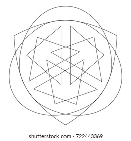 Geometric pattern symbols fractale pentagram astrology stamp label symbol amulet runes