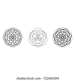 Geometric pattern symbols fractale pentagram astrology stamp label symbol amulet runes