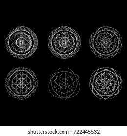 Geometric pattern symbols fractale pentagram astrology stamp label symbol amulet runes