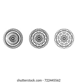 Geometric pattern symbols fractale pentagram astrology stamp label symbol amulet runes