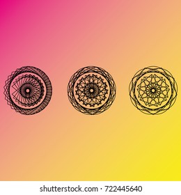 Geometric pattern symbols fractale pentagram astrology stamp label symbol amulet runes
