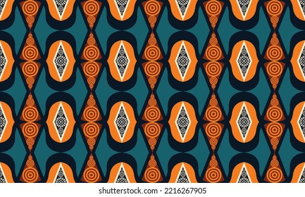 Geometric pattern with the symbols of the tribe in Ghana designed for fabric or paper printing.
