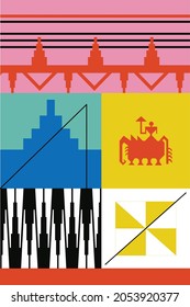 geometric pattern tapis lampung vector