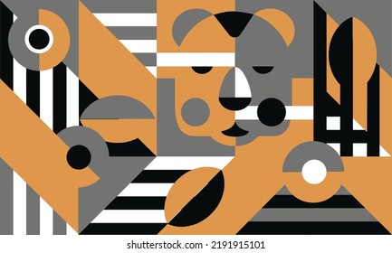 Geometric pattern teddy bear, poster, sticker. Vector elements.