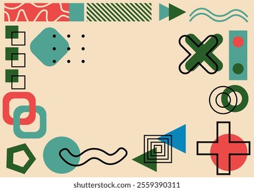 Geometric pattern template colorful flat abstraction decor. Vector Illustration.
