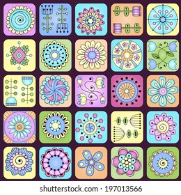 Geometric pattern. Template frame design for card with set of doodle rectangles.