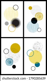 Geometric pattern with textured circles.Abstract vector composition.