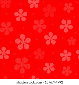 geometric pattern with textured white snowflakes on a red background