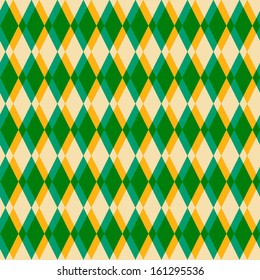 Geometric pattern (tiling). Vector seamless abstract vintage background  with diamond-shaped shape. Retro orange and green colors. Endless texture can be used for printing onto fabric and paper.