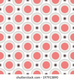 Geometric pattern (tiling). Vector seamless abstract vintage background. Retro red, grey and white colors. Endless texture for printing onto fabric and paper. Elegant circle and dot ornament