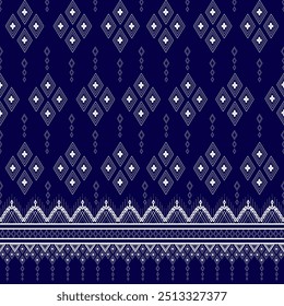 padrão geométrico padrão étnico tradicional Fundo abstrato. Azul marinho. Padrão contínuo. Para tecidos impressos, tapetes, cortinas, cobertores, sarongs, camisas e outras decorações, conforme desejado.