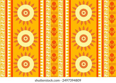 geometric pattern, traditional red, yellow design for background, carpet, wallpaper, clothing, wrapping, batik, fabric, embroidery vector pattern.