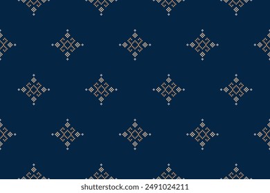 Patrón Geométrico Estilo Tradicional Tribal, Bordado De Píxeles, Patrón Geométrico. Hermoso Patrón De Fondo, Patrón De Tela Para La Ropa, Vestido, Alfombra, Cortina, Sarong, Sari, Bufandas, Batik.
