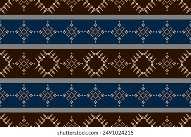 Geometric Pattern Traditional Tribal Style, Pixel Embroidery, Geometric Pattern. Beautiful Background Pattern,Fabric Pattern For Clothes ,Dress, Carpet, Curtain, Sarong, Sari, Scarves, Batik.