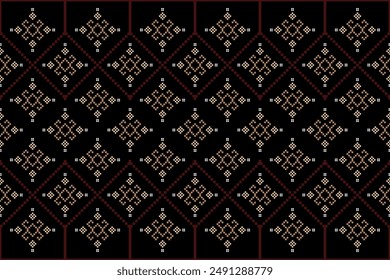 Patrón Geométrico Estilo Tradicional Tribal, Bordado De Píxeles, Patrón Geométrico. Hermoso Patrón De Fondo, Patrón De Tela Para La Ropa, Vestido, Alfombra, Cortina, Sarong, Sari, Bufandas, Batik.