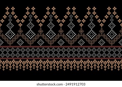 Geometric Pattern Traditional Tribal Style, Pixel Embroidery, Geometric Pattern. Beautiful Background Pattern,Fabric Pattern For Clothes ,Dress, Carpet, Curtain, Sarong, Sari, Scarves, Batik.