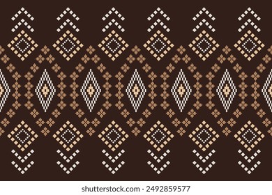 Geometric Pattern Traditional Tribal Style, Pixel Embroidery,Geometric Pattern. Beautiful Background Pattern,Fabric Pattern For Clothes ,Dress,Carpet,Curtain,Sarong,Sari, Scarf,Batik,wallpaper,border.