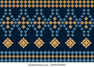 Geometric Pattern Traditional Tribal Style, Pixel Embroidery,Geometric Pattern. Beautiful Background Pattern,Fabric Pattern For Clothes ,Dress,Carpet,Curtain,Sarong,Sari, Scarf,Batik,wallpaper,border.