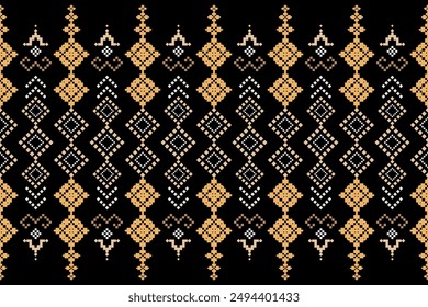 Geometric Pattern Traditional Tribal Style, Pixel Embroidery,Geometric Pattern. Beautiful Background Pattern,Fabric Pattern For Clothes ,Dress,Carpet,Curtain,Sarong,Sari, Scarf,Batik,wallpaper,border.
