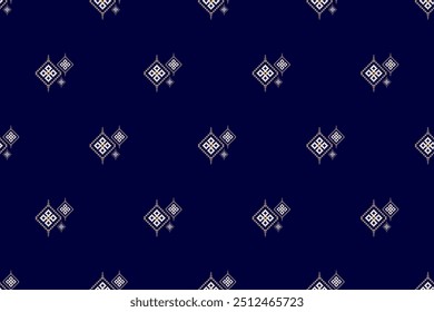 Geometrisches Muster Traditioneller Tribal Style, Pixel-Stickerei, Geometrisches Muster. Schöne Hintergrundmuster, Stoffmuster für Kleidung, Kleid, Teppich, Vorhang, Sarong, Sari, Schal, Batik, Tapete, Grenze