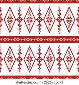 Geometric pattern Traditional tribal style, pixel embroidery, geometric ethnic pattern. beautiful border pattern.Fabric pattern for clothes, dress, carpet, curtain, sarong, sari, scarves, batik.