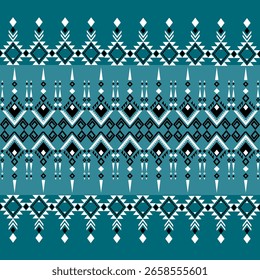 Patrón geométrico Estilo tribal tradicional, bordado de píxeles, patrón étnico geométrico. hermoso patrón de frontera. Patrón de tela para ropa, vestido, alfombra, cortina, sarong, sari, bufandas, batik.