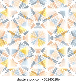 Geometric pattern  with triangle, background vector pattern with rhombus, squares shape can be used for wallpaper, cover fills, web page background, surface textures. Vector linen texture.