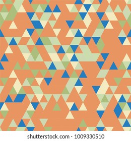 Geometric Pattern. Triangle Seamless Background with Triangle Shapes of Different colors.  Textile, Fabric, Paper, Wallpaper Print Template Magazine, Leaflet, Booklet. Template for Your Design