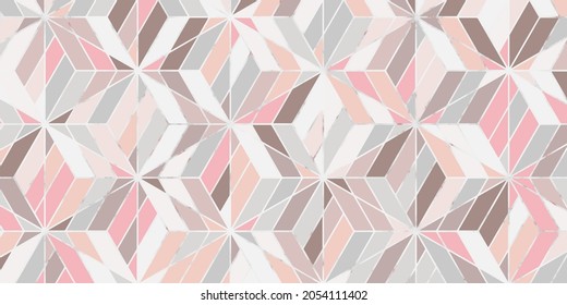 Geometric pattern with triangle stripes polygonal shape elegant of pink background and marble texture