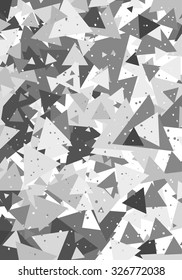 Geometric pattern with triangles. Black and white background with triangles and polka dots. Vector illustration.