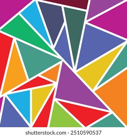 Geometric Pattern Triangles - Colorful - Use in Website Design, Packaging, Textiles, Wall Art, Wallpaper, Poster, Banner, Profile, Brochure, Apparel